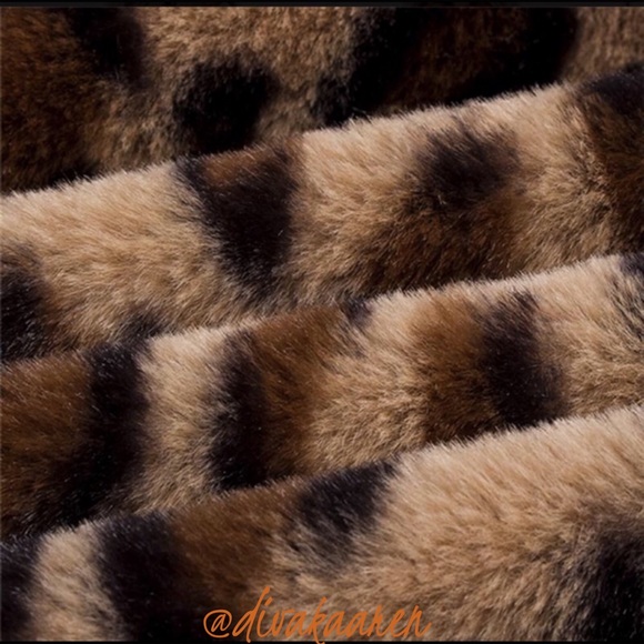 LEOPARD FAUX FUR COAT Animal Print Teddy - Picture 5 of 8